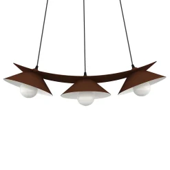 LUMICOM - MILLER Suspension, 3X E27, max 42W, métal, marron corten/blanc, L.70cm