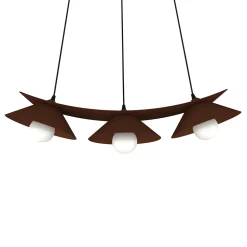 LUMICOM - MILLER Suspension, 3X E27, max 42W, métal, marron corten, L.70cm