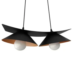 LUMICOM - MILLER Suspension, 2X E27, max 42W, métal, noir mat/feuille cuivre, L.27cm