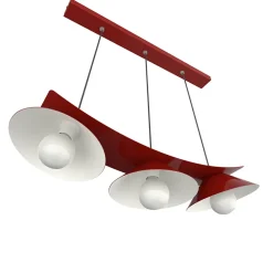 LUMICOM - MILLER Suspension, 3X E27, max 42W, métal, rouge brillant/blanc, L.70cm