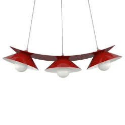 LUMICOM - MILLER Suspension, 3X E27, max 42W, métal, rouge brillant/blanc, L.70cm
