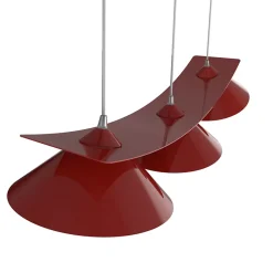 LUMICOM - MILLER Suspension, 3X E27, max 42W, métal, rouge brillant/blanc, L.70cm