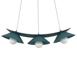 LUMICOM - MILLER Suspension, 3X E27, max 42W, métal, bleu méditerranéen, L.70cm