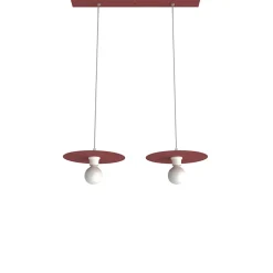 LUMICOM - NINA BINARIO Suspension, 2XE27, max 42W, métal, rouge cowhide, D.30cm