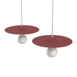 LUMICOM - NINA BINARIO Suspension, 2XE27, max 42W, métal, rouge cowhide, D.30cm