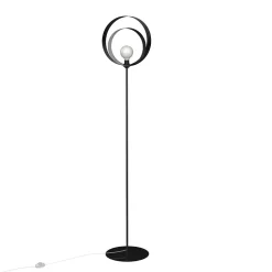 LUMICOM - NUCLEO Lampadaire, 1X E27, max 42W, métal, noir/feuille d'argent, D.40cm H.170cm