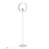LUMICOM - NUCLEO MONO Lampadaire, 1X E27, max 42W, métal, blanc/feuille d'argent, D.40cm H.170cm