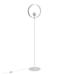 LUMICOM - NUCLEO MONO Lampadaire, 1X E27, max 42W, métal, blanc/feuille d'argent, D.40cm H.170cm