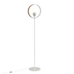 LUMICOM - NUCLEO MONO Lampadaire, 1X E27, max 42W, métal, blanc/feuille de cuivre, D.40cm H.170cm