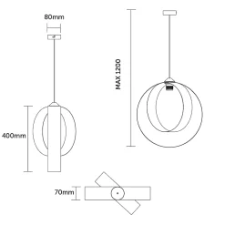 LUMICOM - NUCLEO Suspension, 1X E27, max 42W, métal, bleu méditerranéen, D.40cm