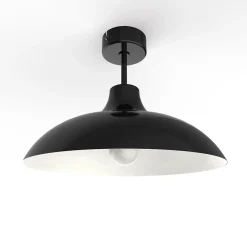 LUMICOM - PARIGINA Plafonnier, 1X E27, max 42W, métal, noir brillant/blanc, D.30cm
