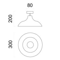 LUMICOM - PARIGINA Plafonnier, 1X E27, max 42W, métal, blanc mat/feuille d'or, D.30cm