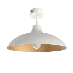 LUMICOM - PARIGINA Plafonnier, 1X E27, max 42W, métal, blanc mat/feuille d'or, D.30cm