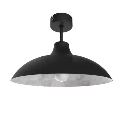 LUMICOM - PARIGINA Plafonnier, 1X E27, max 42W, métal, noir mat/feuille argent, D.30cm