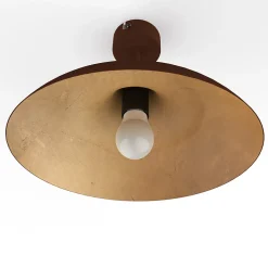 LUMICOM - PARIGINA Plafonnier, 1X E27, max 42W, métal, marron corten/feuille d'or, D.40cm
