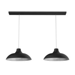 LUMICOM - PARIGINA TRACK Suspension, 2X E27, max 42W, métal, noir mat/feuille argent, D.30cm L.70cm