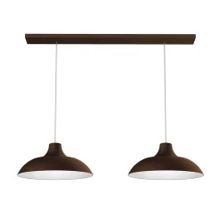 LUMICOM - PARIGINA TRACK Suspension, 2X E27, max 42W, métal, marron corten/blanc, D.30cm L.70cm