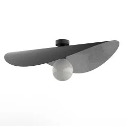 LUMICOM - PIUMA Plafonnier, 1X E27, max 42W, métal, noir mat/feuille argent, D.60cm