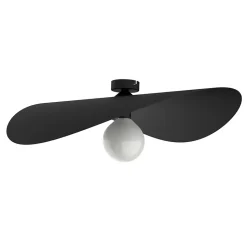 LUMICOM - PIUMA Plafonnier, 1X E27, max 42W, métal, noir mat, D.60cm
