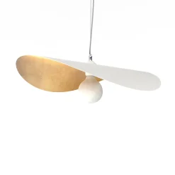 LUMICOM - PIUMA Suspension, 1X E27, max 42W, métal, blanc mat/feuille d'or, D.60cm