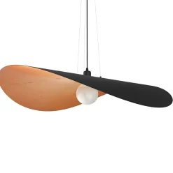 LUMICOM - PIUMA Suspension, 1X E27, max 42W, métal, noir feuille de cuivre, D.90cm