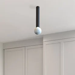 LUMICOM - PURO Plafonnier, 1X E27, max 42W, métal, noir mat, D.4cm H.30cm