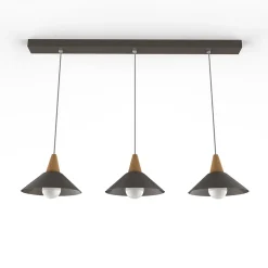 LUMICOM - Rail de suspension FUNNEL, 3X E27, max 42W, métal, Gris tourterelle brillant, D.25cm L.100cm