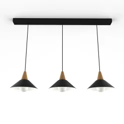 LUMICOM - Rail de suspension FUNNEL, 3X E27, max 42W, métal, Noir brillant / blanc, D.25cm L.100cm