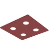 LUMICOM - RIVER SQUARE Plafonnier, 4x GX53, max 8W, métal, cowhide red, 40x40cm