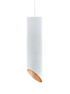 LUMICOM - ROND COUPE Suspension, 1x GU10, max 33W, métal, blanc mat/feuille cuivre, D.6cm x H30cm