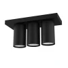 LUMICOM - ROND Plafonnier, 3x GU10, max 33W, métal, noir mat, D.6cm x L25cm