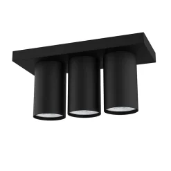 LUMICOM - ROND Plafonnier, 3x GU10, max 33W, métal, noir mat, D.6cm x L25cm