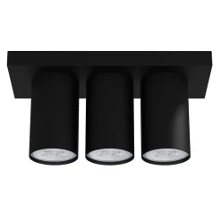 LUMICOM - ROND Plafonnier, 3x GU10, max 33W, métal, noir mat, D.6cm x L25cm