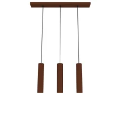 LUMICOM - ROND Suspension, 3X GU10, max 33W, métal, marron corten, L70cm x H30cm