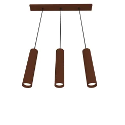 LUMICOM - ROND Suspension, 3X GU10, max 33W, métal, marron corten, L70cm x H30cm