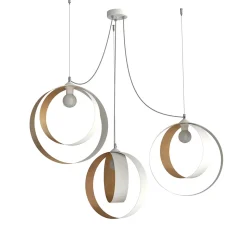 LUMICOM - SHELL Suspension, 3X E27, max 42W, métal, blanc feuille d'or, D.40