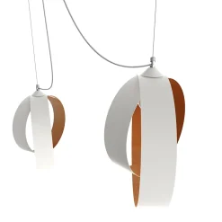 LUMICOM - SHELL Suspension, 2X E27, max 42W, métal, blanc feuille de cuivre, D.40