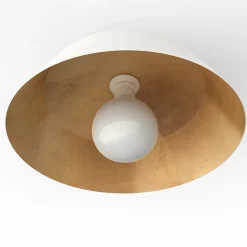 LUMICOM - TOKYO Plafonnier, 1xE27, max 42W, métal, blanc mat/feuille d'or, D.35cm