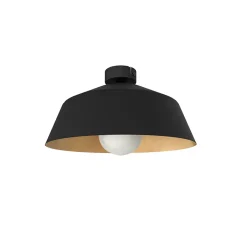 LUMICOM - TOKYO Plafonnier, 1xE27, max 42W, métal, noir mat/feuille cuivre, D.35cm