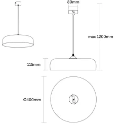 LUMICOM - TUZZI Suspension, 1xE27, max 42W, métal, anthracite, D.40cm