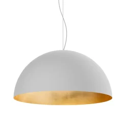 LUMICOM - VENICE Suspension, 1xE27, max 42W, métal, blanc mat/feuille d'or, D.60cm