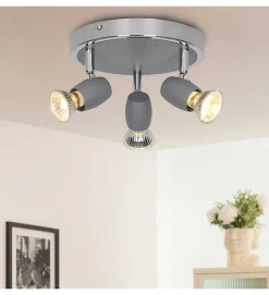 Luminaire de plafond moderne Alliage 3 ampoules métal gris chromé LED