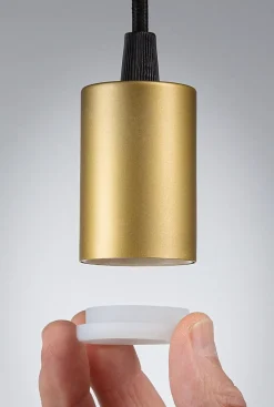 Luminaire en suspension Ravi IP44 E27 max. 60W Noir mat Doré gradable