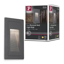 Luminaire mural extérieur encastré à LED High IP44 carré 103x62mm 3000K 4W 30lm 230V Noir Aluminium