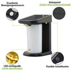 Luminaire Mural Solaire Extérieur Lumière Solaire De Jardin 3000k Blanc Chaud Lampe