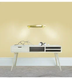 Luminaire Plafonnier Rampe laiton brossé 2 Lumières orientables 2 x 35 W diffuseurs jaune