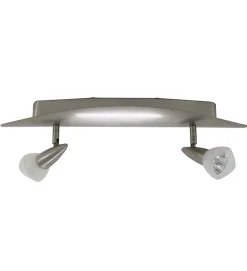 Luminaire Plafonnier Reglette acier brosse 2 Spots orientables 2 x 50 W