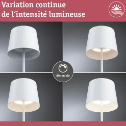 Luminaire rechargeable Gilo IP44 gradable 2700K Blanc dépoli