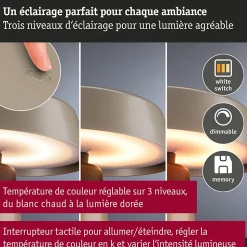 Luminaire rechargeable Lirox IP44 White Switch Champagne Noir