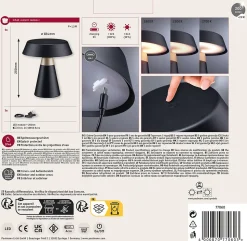 Luminaire rechargeable Lirox IP44 White Switch Noir Champagne